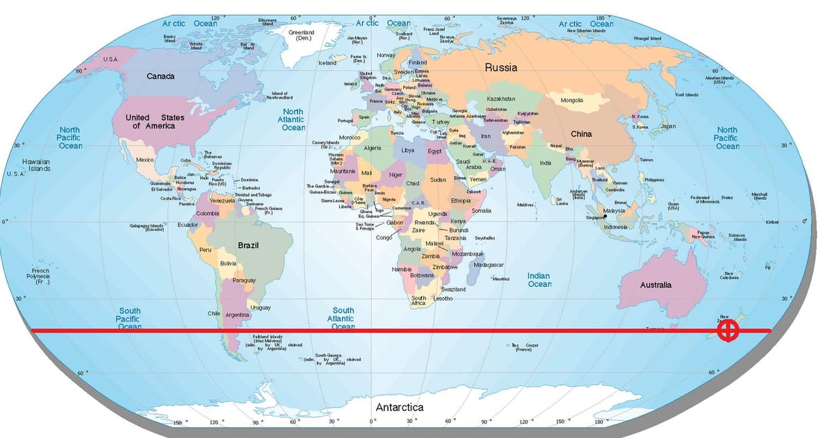 Zemljevid nove zelandije latitude