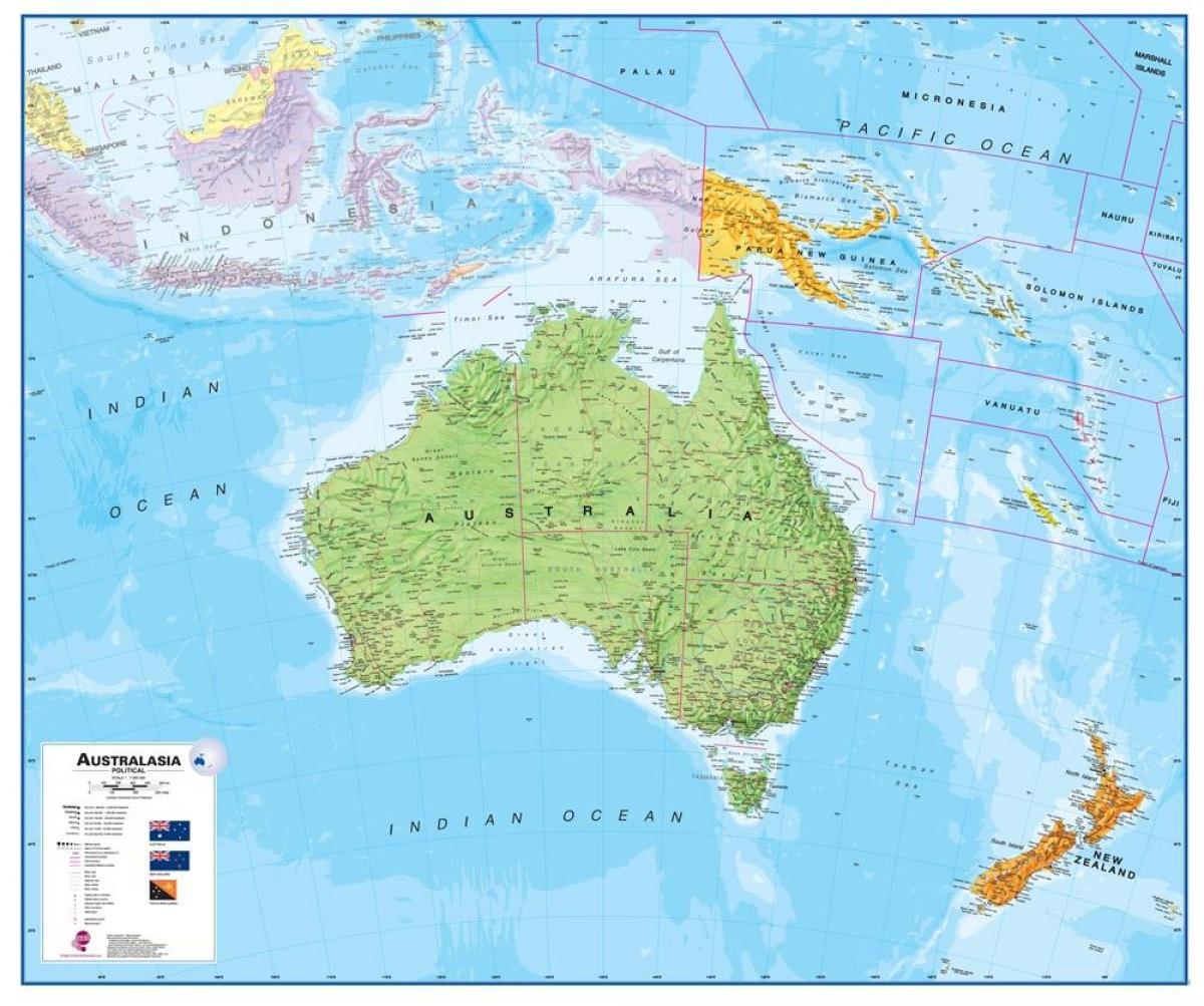 avstralija nova zelandija zemljevid