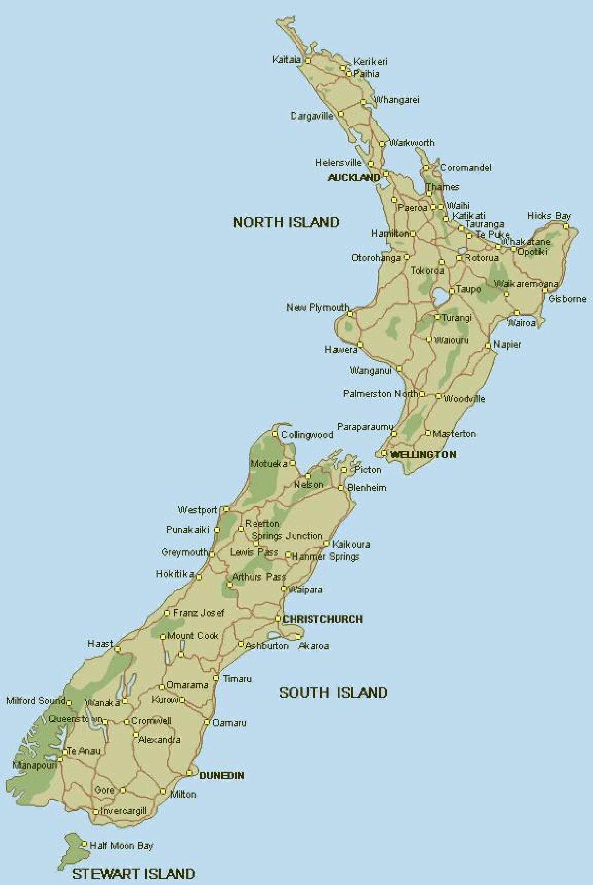 nova zelandija celoten zemljevid