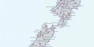 Nova zelandija ceste zemljevid