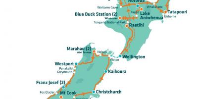 Nova zelandija turističnih znamenitosti na zemljevidu