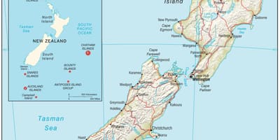 Zemljevid nove zelandije severni otok z razdalje