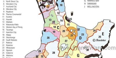 Zemljevid nove zelandije severni otok regij in občin